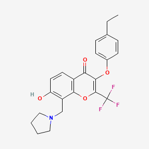 molecular formula C23H22F3NO4 B4064779 3-(4-ethylphenoxy)-7-hydroxy-8-(1-pyrrolidinylmethyl)-2-(trifluoromethyl)-4H-chromen-4-one 
