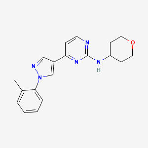 molecular formula C19H21N5O B4064799 4-[1-(2-methylphenyl)-1H-pyrazol-4-yl]-N-(tetrahydro-2H-pyran-4-yl)pyrimidin-2-amine 