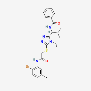 molecular formula C25H30BrN5O2S B4064807 N-{1-[5-({2-[(2-bromo-4,5-dimethylphenyl)amino]-2-oxoethyl}thio)-4-ethyl-4H-1,2,4-triazol-3-yl]-2-methylpropyl}benzamide 