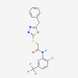 molecular formula C18H13ClF3N3O2S B4064809 2-[(5-benzyl-1,3,4-oxadiazol-2-yl)thio]-N-[2-chloro-5-(trifluoromethyl)phenyl]acetamide 