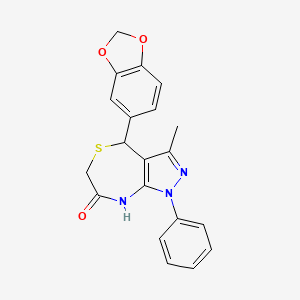 molecular formula C20H17N3O3S B4064848 4-(1,3-benzodioxol-5-yl)-3-methyl-1-phenyl-4,8-dihydro-1H-pyrazolo[3,4-e][1,4]thiazepin-7(6H)-one 