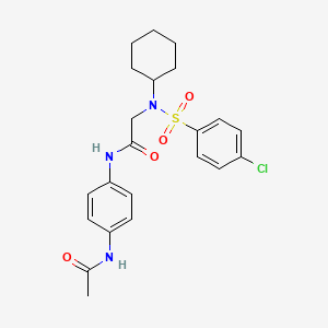 molecular formula C22H26ClN3O4S B4064872 N~1~-[4-(acetylamino)phenyl]-N~2~-[(4-chlorophenyl)sulfonyl]-N~2~-cyclohexylglycinamide 