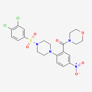 molecular formula C21H22Cl2N4O6S B4064878 4-(2-{4-[(3,4-dichlorophenyl)sulfonyl]-1-piperazinyl}-5-nitrobenzoyl)morpholine 