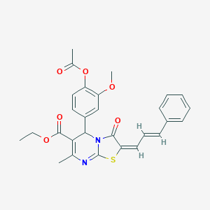 ethyl 5-[4-(acetyloxy)-3-methoxyphenyl]-7-methyl-3-oxo-2-(3-phenyl-2-propenylidene)-2,3-dihydro-5H-[1,3]thiazolo[3,2-a]pyrimidine-6-carboxylate