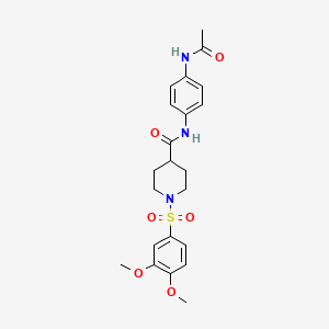 molecular formula C22H27N3O6S B4064956 N-[4-(乙酰氨基)苯基]-1-[(3,4-二甲氧基苯基)磺酰基]-4-哌啶甲酰胺 