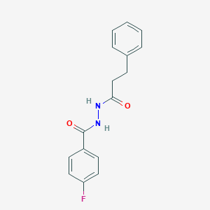 molecular formula C16H15FN2O2 B406496 4-fluoro-N'-(3-phenylpropanoyl)benzohydrazide 