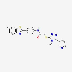 molecular formula C25H22N6OS2 B4064963 2-{[4-ethyl-5-(3-pyridinyl)-4H-1,2,4-triazol-3-yl]thio}-N-[4-(6-methyl-1,3-benzothiazol-2-yl)phenyl]acetamide 