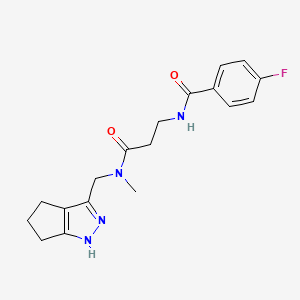 molecular formula C18H21FN4O2 B4064975 4-fluoro-N-{3-[methyl(2,4,5,6-tetrahydrocyclopenta[c]pyrazol-3-ylmethyl)amino]-3-oxopropyl}benzamide 