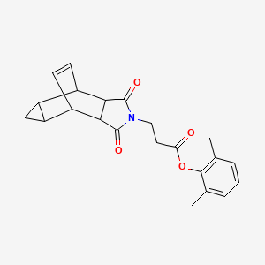 molecular formula C22H23NO4 B4065034 2,6-dimethylphenyl 3-(3,5-dioxo-4-azatetracyclo[5.3.2.0~2,6~.0~8,10~]dodec-11-en-4-yl)propanoate 