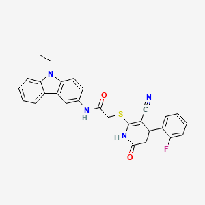 molecular formula C28H23FN4O2S B4065067 2-{[3-氰基-4-(2-氟苯基)-6-氧代-1,4,5,6-四氢-2-吡啶基]硫代}-N-(9-乙基-9H-咔唑-3-基)乙酰胺 