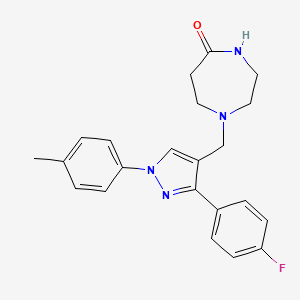 molecular formula C22H23FN4O B4065122 1-{[3-(4-氟苯基)-1-(4-甲苯基)-1H-吡唑-4-基]甲基}-1,4-二氮杂戊环-5-酮 