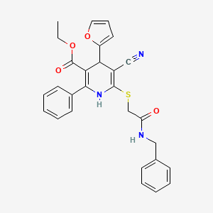 molecular formula C28H25N3O4S B4065164 6-{[2-(苄基氨基)-2-氧代乙基]硫代}-5-氰基-4-(2-呋喃基)-2-苯基-1,4-二氢-3-吡啶甲酸乙酯 