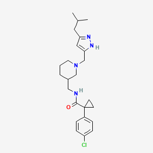 molecular formula C24H33ClN4O B4065173 1-(4-chlorophenyl)-N-({1-[(5-isobutyl-1H-pyrazol-3-yl)methyl]-3-piperidinyl}methyl)cyclopropanecarboxamide 