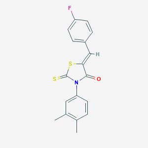 molecular formula C18H14FNOS2 B406518 3-(3,4-Dimethylphenyl)-5-(4-fluorobenzylidene)-2-thioxo-1,3-thiazolidin-4-one CAS No. 300558-01-4