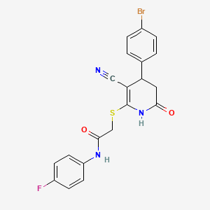 2-{[4-(4-bromophenyl)-3-cyano-6-oxo-1,4,5,6-tetrahydro-2-pyridinyl]thio}-N-(4-fluorophenyl)acetamide