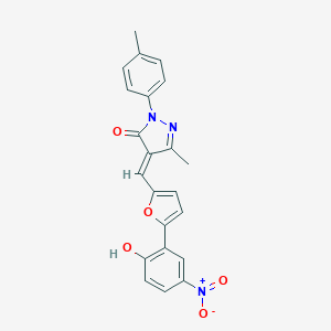 molecular formula C22H17N3O5 B406520 4-[5-(2-Hydroxy-5-nitro-phenyl)-furan-2-ylmethylene]-5-methyl-2-p-tolyl-2,4-dihydro-pyrazol-3-one 