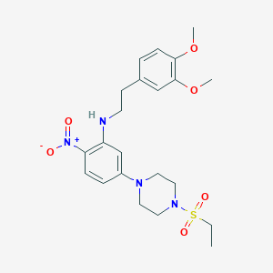 molecular formula C22H30N4O6S B4065212 N-[2-(3,4-dimethoxyphenyl)ethyl]-5-[4-(ethylsulfonyl)-1-piperazinyl]-2-nitroaniline 