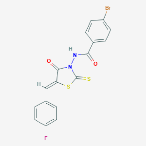 molecular formula C17H10BrFN2O2S2 B406523 4-bromo-N-[(5Z)-5-[(4-fluorophenyl)methylidene]-4-oxo-2-sulfanylidene-1,3-thiazolidin-3-yl]benzamide CAS No. 304861-05-0