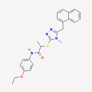 molecular formula C25H26N4O2S B4065242 N-(4-ethoxyphenyl)-2-{[4-methyl-5-(1-naphthylmethyl)-4H-1,2,4-triazol-3-yl]thio}propanamide 