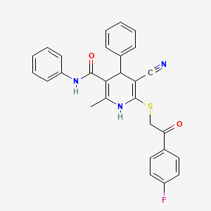 molecular formula C28H22FN3O2S B4065250 5-cyano-6-{[2-(4-fluorophenyl)-2-oxoethyl]thio}-2-methyl-N,4-diphenyl-1,4-dihydro-3-pyridinecarboxamide 