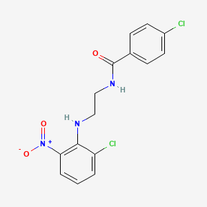 molecular formula C15H13Cl2N3O3 B4065261 4-chloro-N-{2-[(2-chloro-6-nitrophenyl)amino]ethyl}benzamide 