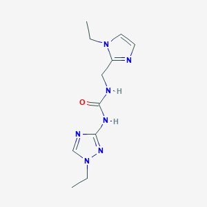 molecular formula C11H17N7O B4065266 N-[(1-ethyl-1H-imidazol-2-yl)methyl]-N'-(1-ethyl-1H-1,2,4-triazol-3-yl)urea 