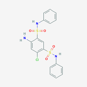 molecular formula C18H16ClN3O4S2 B406527 4-amino-6-chloro-N1,N3-diphenylbenzene-1,3-disulfonamide CAS No. 95314-98-0