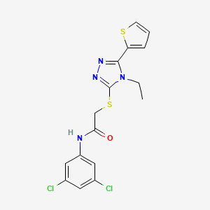 molecular formula C16H14Cl2N4OS2 B4065270 N-(3,5-dichlorophenyl)-2-{[4-ethyl-5-(2-thienyl)-4H-1,2,4-triazol-3-yl]thio}acetamide CAS No. 561294-87-9