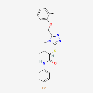 molecular formula C21H23BrN4O2S B4065275 N-(4-溴苯基)-2-({4-甲基-5-[(2-甲基苯氧基)甲基]-4H-1,2,4-三唑-3-基}硫代)丁酰胺 