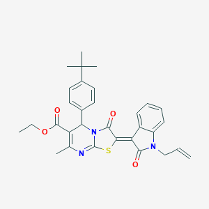 molecular formula C31H31N3O4S B406528 ethyl 2-(1-allyl-2-oxo-1,2-dihydro-3H-indol-3-ylidene)-5-(4-tert-butylphenyl)-7-methyl-3-oxo-2,3-dihydro-5H-[1,3]thiazolo[3,2-a]pyrimidine-6-carboxylate 