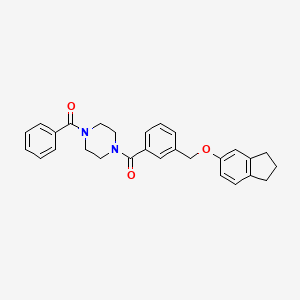 molecular formula C28H28N2O3 B4065342 1-苯甲酰基-4-{3-[(2,3-二氢-1H-茚-5-氧基)甲基]苯甲酰基}哌嗪 