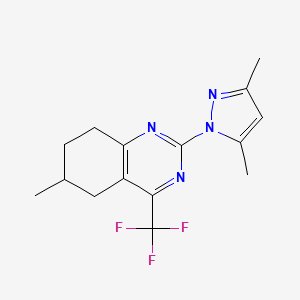molecular formula C15H17F3N4 B4065343 2-(3,5-dimethyl-1H-pyrazol-1-yl)-6-methyl-4-(trifluoromethyl)-5,6,7,8-tetrahydroquinazoline 