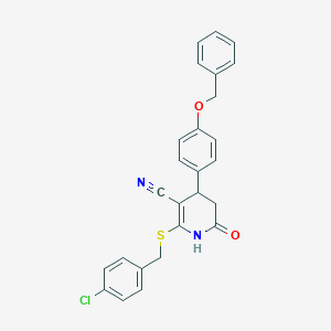 molecular formula C26H21ClN2O2S B4065350 4-[4-(苄氧基)苯基]-2-[(4-氯苄基)硫代]-6-氧代-1,4,5,6-四氢-3-吡啶甲腈 