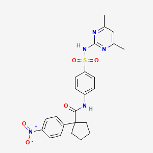 molecular formula C24H25N5O5S B4065368 N-(4-{[(4,6-dimethyl-2-pyrimidinyl)amino]sulfonyl}phenyl)-1-(4-nitrophenyl)cyclopentanecarboxamide 