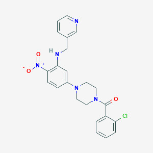 molecular formula C23H22ClN5O3 B4065395 5-[4-(2-chlorobenzoyl)-1-piperazinyl]-2-nitro-N-(3-pyridinylmethyl)aniline 