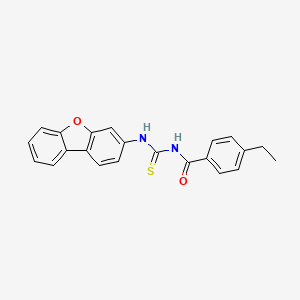 molecular formula C22H18N2O2S B4065438 N-[(dibenzo[b,d]furan-3-ylamino)carbonothioyl]-4-ethylbenzamide 