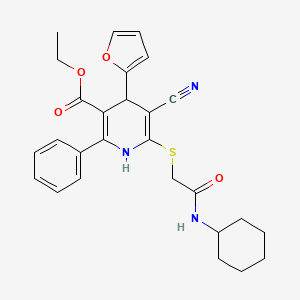 molecular formula C27H29N3O4S B4065446 ethyl 5-cyano-6-{[2-(cyclohexylamino)-2-oxoethyl]thio}-4-(2-furyl)-2-phenyl-1,4-dihydro-3-pyridinecarboxylate 