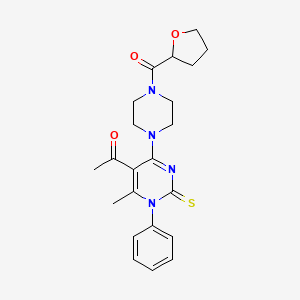 molecular formula C22H26N4O3S B4065447 1-{6-甲基-1-苯基-4-[4-(四氢-2-呋喃基羰基)-1-哌嗪基]-2-硫代-1,2-二氢-5-嘧啶基}乙酮 