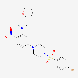 molecular formula C21H25BrN4O5S B4065464 (5-{4-[(4-溴苯基)磺酰]-1-哌嗪基}-2-硝基苯基)(四氢-2-呋喃基甲基)胺 