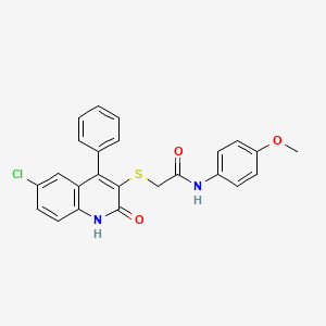 2-[(6-chloro-2-oxo-4-phenyl-1,2-dihydro-3-quinolinyl)thio]-N-(4-methoxyphenyl)acetamide