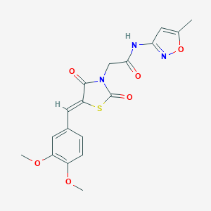 molecular formula C18H17N3O6S B406547 2-[(5Z)-5-[(3,4-dimethoxyphenyl)methylidene]-2,4-dioxo-1,3-thiazolidin-3-yl]-N-(5-methyl-1,2-oxazol-3-yl)acetamide 