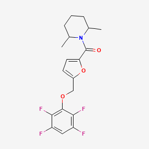 molecular formula C19H19F4NO3 B4065497 2,6-二甲基-1-{5-[(2,3,5,6-四氟苯氧基)甲基]-2-呋喃基}哌啶 