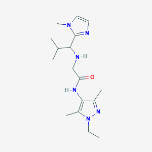 molecular formula C17H28N6O B4065502 N-(1-ethyl-3,5-dimethyl-1H-pyrazol-4-yl)-2-{[2-methyl-1-(1-methyl-1H-imidazol-2-yl)propyl]amino}acetamide 