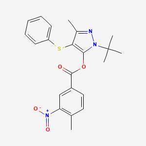 molecular formula C22H23N3O4S B4065533 1-叔丁基-3-甲基-4-(苯硫基)-1H-吡唑-5-基 4-甲基-3-硝基苯甲酸酯 