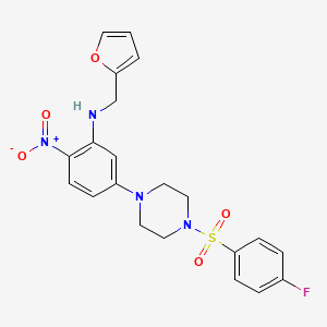 molecular formula C21H21FN4O5S B4065542 (5-{4-[(4-fluorophenyl)sulfonyl]-1-piperazinyl}-2-nitrophenyl)(2-furylmethyl)amine 