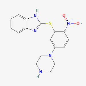 molecular formula C17H17N5O2S B4065580 2-{[2-nitro-5-(1-piperazinyl)phenyl]thio}-1H-benzimidazole 