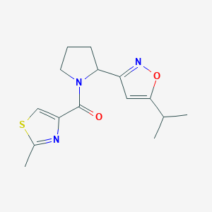 molecular formula C15H19N3O2S B4065598 5-异丙基-3-{1-[(2-甲基-1,3-噻唑-4-基)羰基]吡咯烷-2-基}异恶唑 