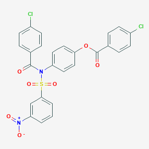 molecular formula C26H16Cl2N2O7S B406563 4-[[(4-Chlorophenyl)carbonyl]({3-nitrophenyl}sulfonyl)amino]phenyl 4-chlorobenzoate 