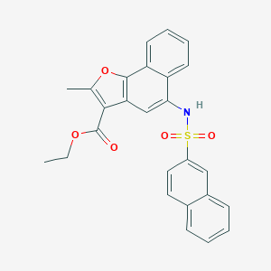 molecular formula C26H21NO5S B406565 Ethyl 2-methyl-5-[(2-naphthylsulfonyl)amino]naphtho[1,2-b]furan-3-carboxylate 