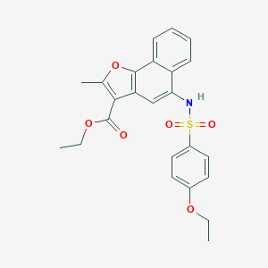 molecular formula C24H23NO6S B406567 Ethyl 5-{[(4-ethoxyphenyl)sulfonyl]amino}-2-methylnaphtho[1,2-b]furan-3-carboxylate 